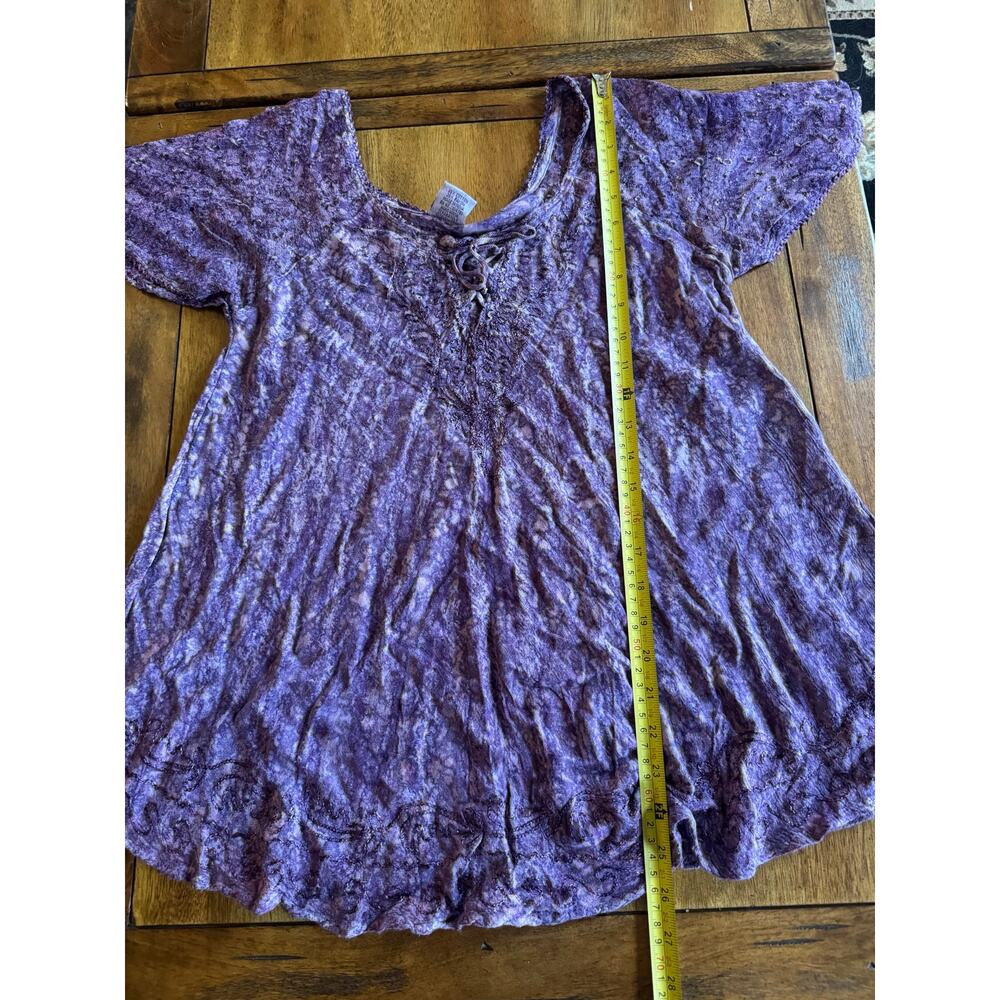 Advance Apparels Purple Boho Crinkle Tunic Top Free Size Est S-M Y2K - Picture 8 of 11